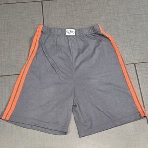 Kids Gray Pajama Bottoms with Orange Stripes 10
